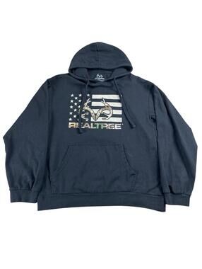 Realtree Hoodie By Staghorn Men's Black Camo American Flag Men’s M